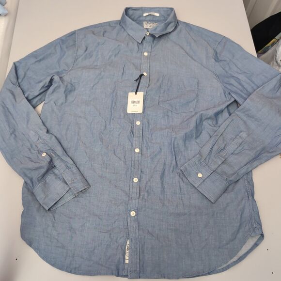 NWT Lucky Brand Shirt Mens Large Blue Button Up Long Sleeve Classic Fit - Picture 1 of 5